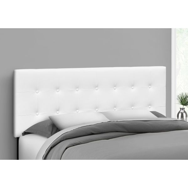 Bed， Headboard Only， Queen Size， Bedroom， Upholstered， White Leather Look， Transitional