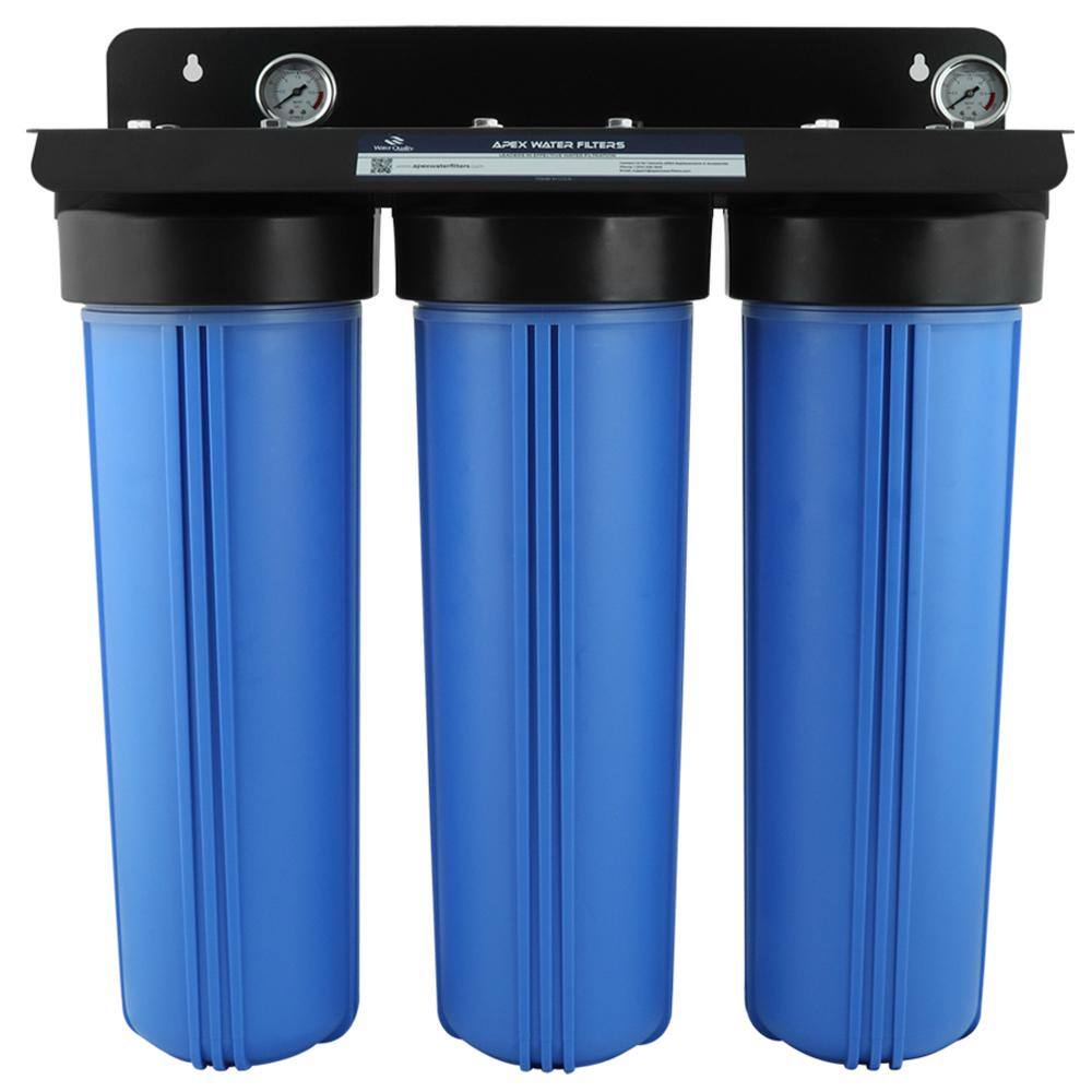 Matterhorn 3-Stage Whole House 20 in. Big Blue Water Filtration System Designed for Iron Hydrogen Sulfide Heavy Metal Reduction MWH-3030