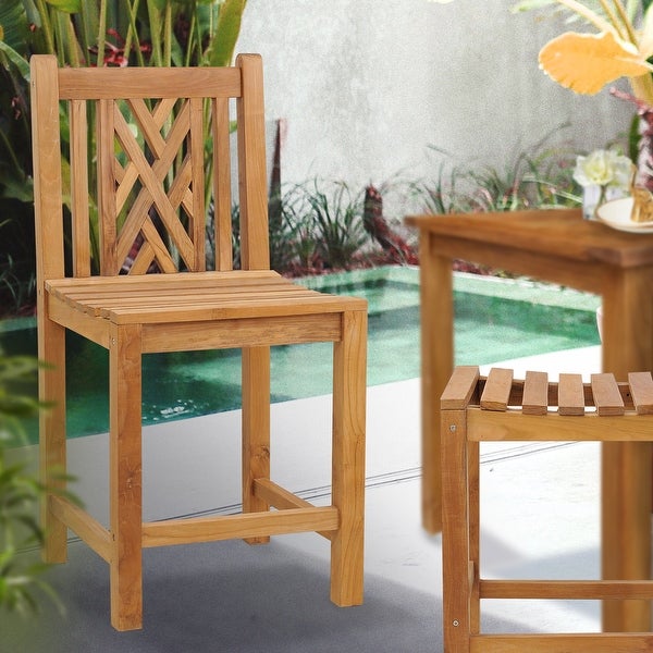 Teak Wood Chippendale Counter Stool without Arms