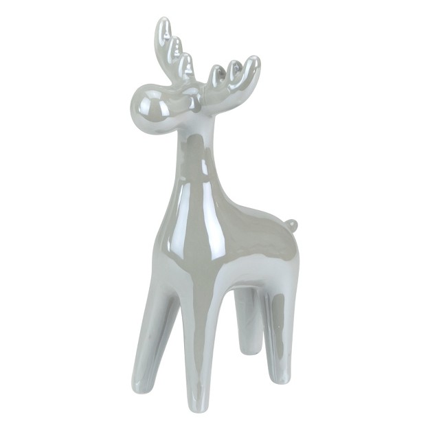 Gray Ceramic Reindeer Christmas Figure