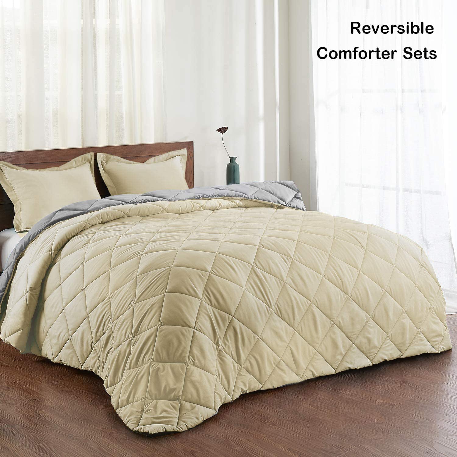 Down Alternative Reversible 3 pcs Comforter Set