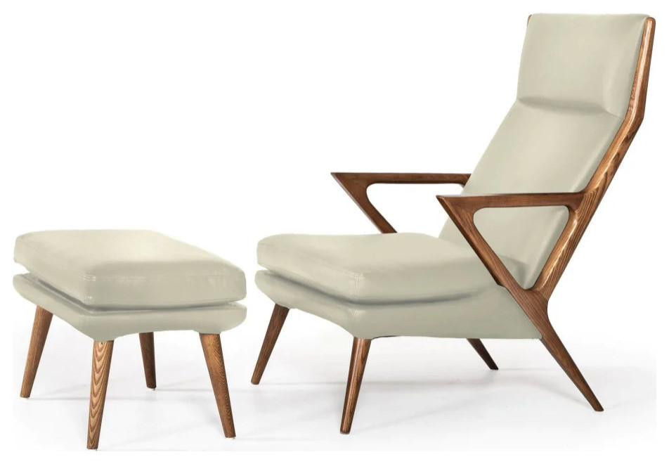 Andrew Modern Beige Lounge Chair and Ottoman   Midcentury   Armchairs And Accent Chairs   by Rustic Home Furniture Deco  Houzz