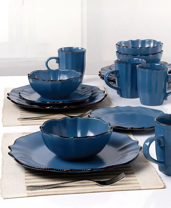 Lorren Home Trends Scalloped Edge 16 Piece Service for 4 Dinnerware Set