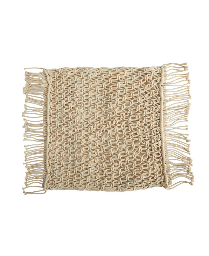 Nearly Natural Boho Fringed Woven Macrame Decorative Pillow Cover， 18