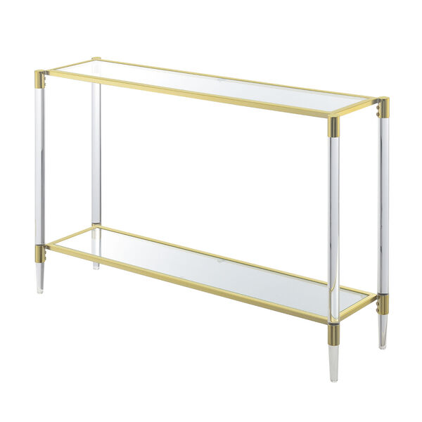 Royal Crest Gold 2-Tier Acrylic Glass Console Table