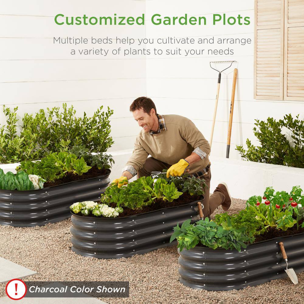 Best Choice Products 4 ft. x 2 ft. x 1 ft. Oval Steel Raised Garden Bed Planter Box for Vegetables Flowers in Silver SKY6598