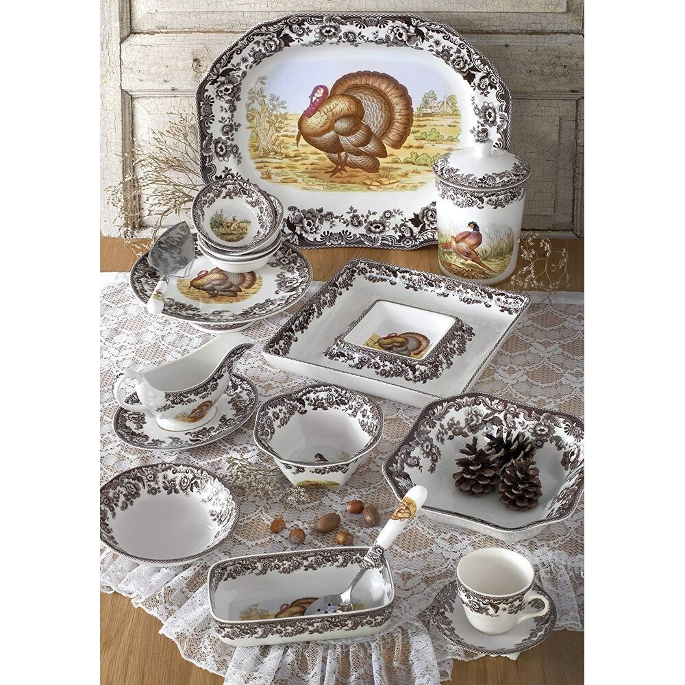 Spode Woodland Square Rim Dish Golden Retriever
