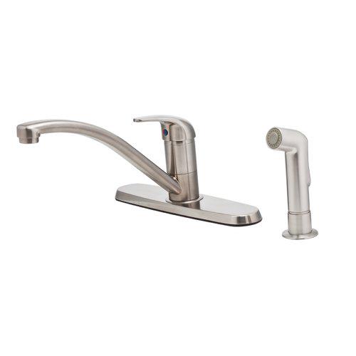 Pfirst Series 1-Handle Kitchen Faucet with Side Spray in Polished Chrome