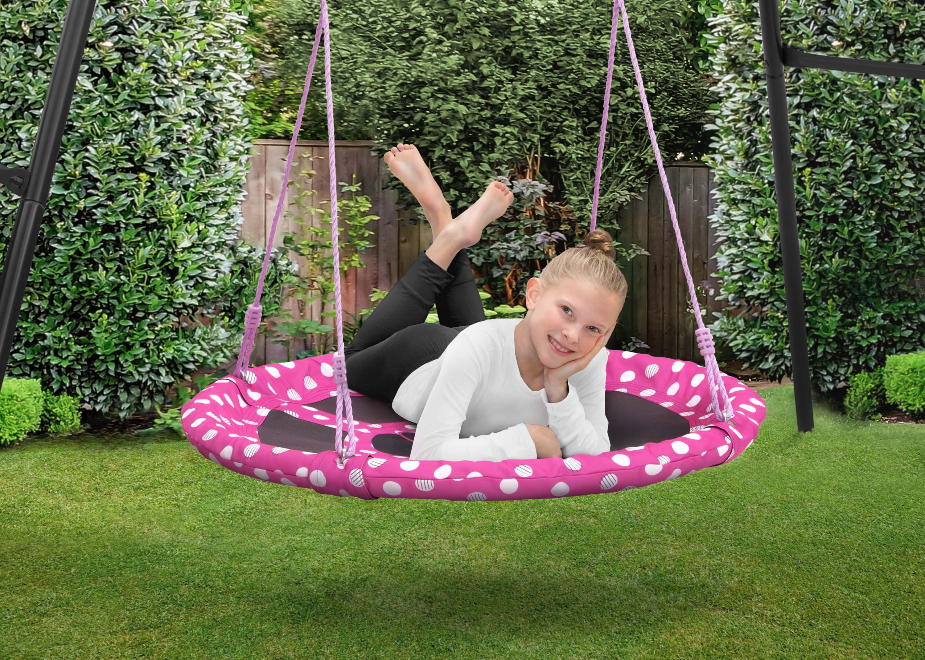 Disney Minnie Mouse 40-inch Saucer Swing – Includes Hardware for Swing Set or Tree Attachment