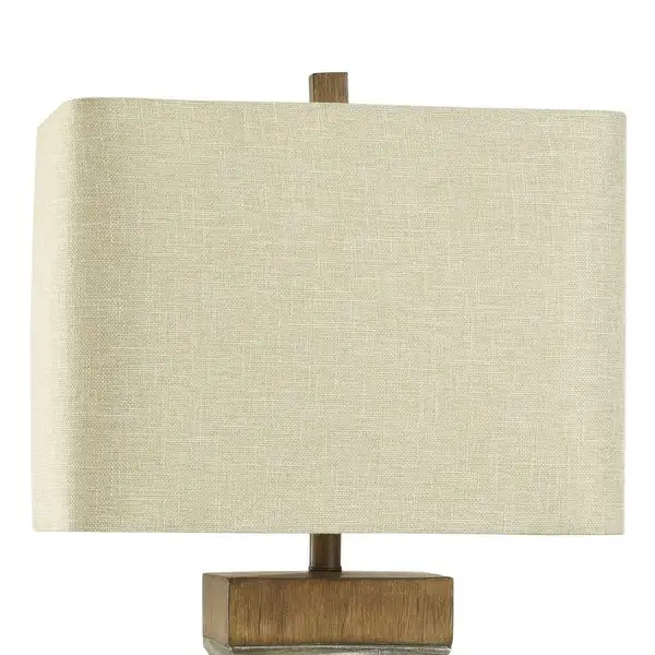 Darley Table Lamp - Silver and Brushed Brown Finish - Beige Shade