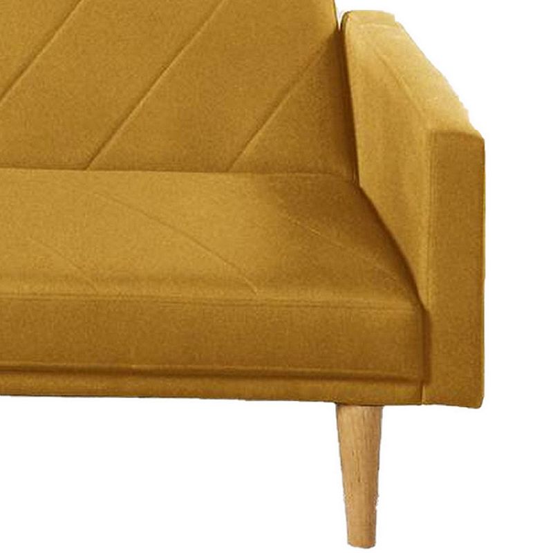 Fabric Adjustable Sofa with Chevron Pattern and Splayed Legs， Yellow