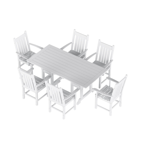 Polytrends Laguna Hdpe All Weather Outdoor Patio Dining Set with Rectangle Table，Arm Chairs (7Piece Set)