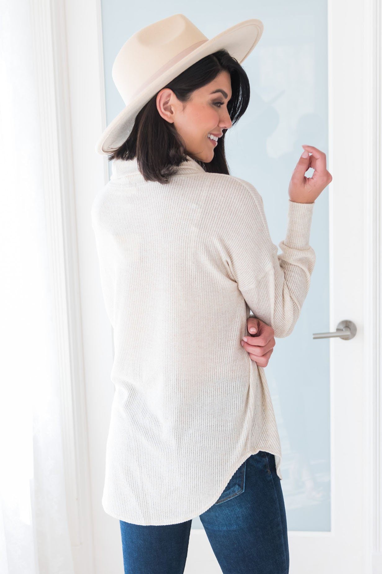 Simple Style Modest Cowl Neck Sweater