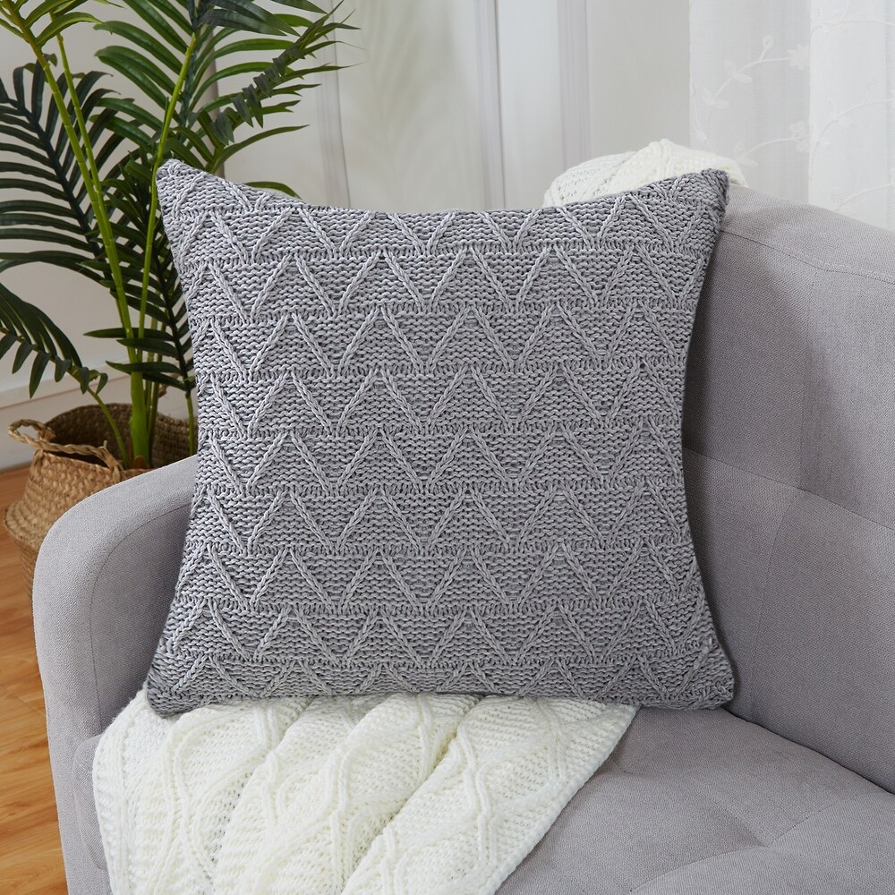 Cotton Knitted Decorative Throw Pillow Covers 18x18 Inch Pack of 1