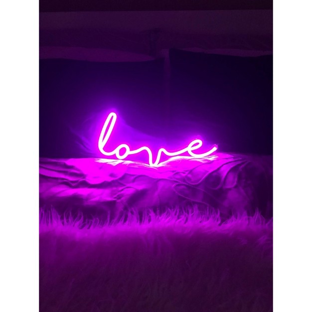 X 7 Led Neon Light Indoor Wall Sign With Line Switch Magenta