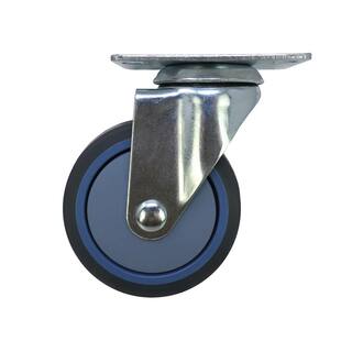 Everbilt 4 in. Gray Rubber Like TPR and Steel Swivel Plate Caster with 250 lb. Load Rating 4033445EB