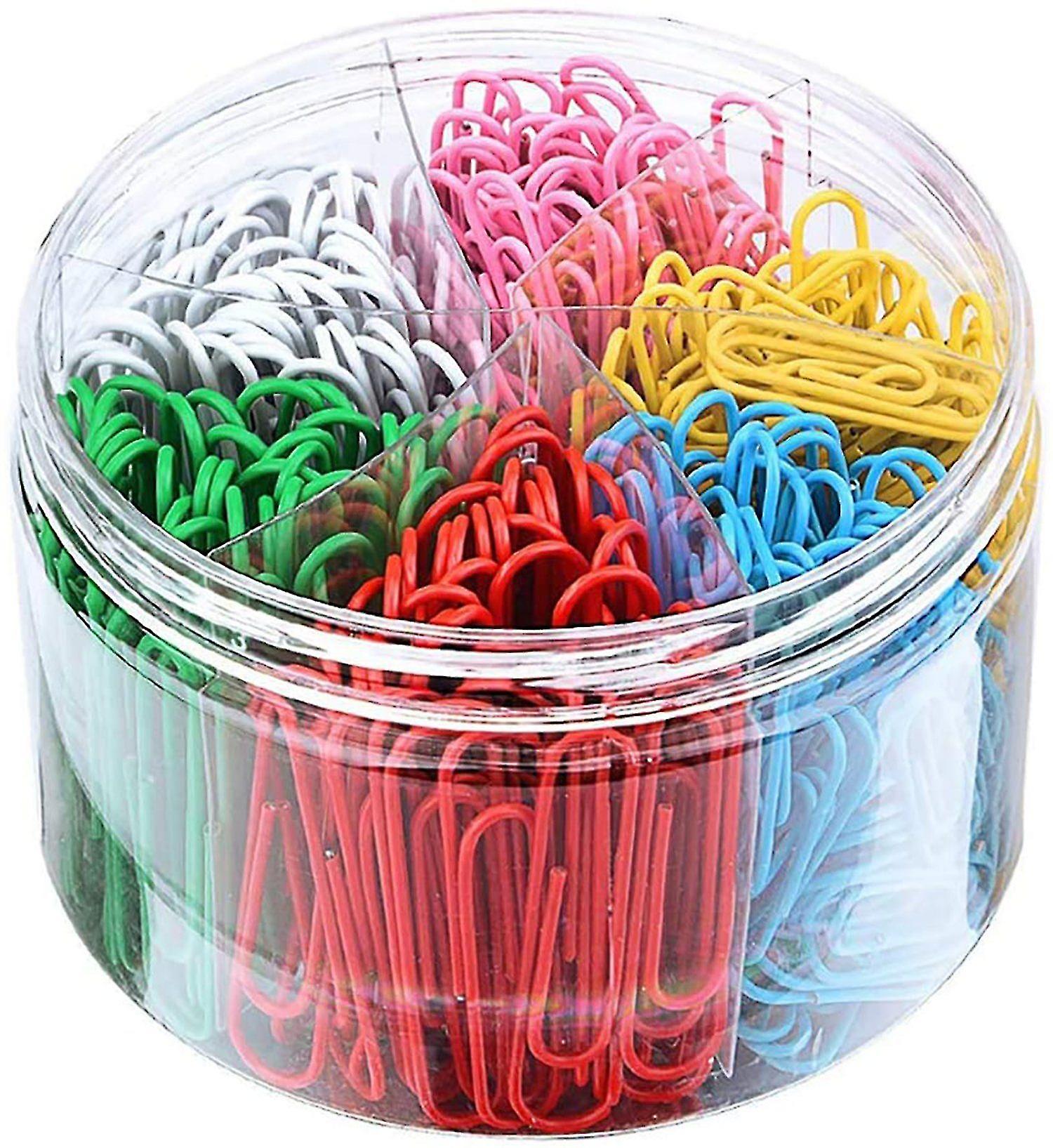 Colorful Paper Clips， 300pcs Mixed Colors Paper Clips With Plastic Box， 50mm Paper Clips， Colorful Paper Clips， 6 Colors