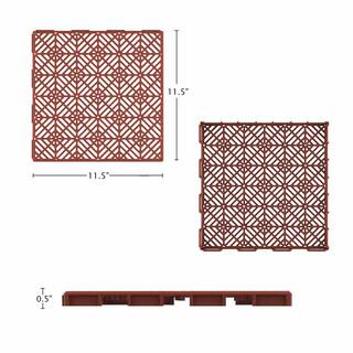 Pure Garden 1 ft. W x 1 ft. L Terracotta Outdoor Interlocking Diamond Pattern Polypropylene Patio and Deck Tile Flooring (Set of 30) 50-147-5