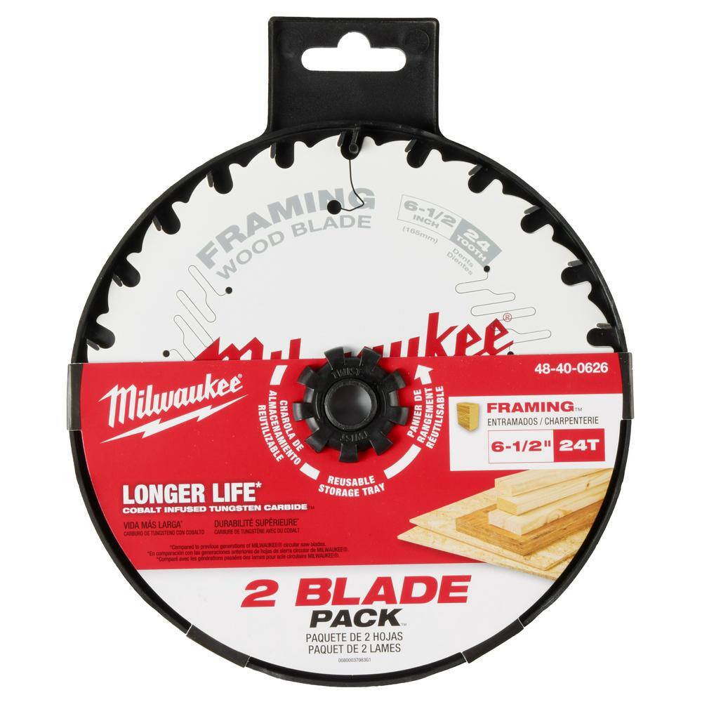 MW 6-12 in. x 24-Tooth Carbide Framing Circular Saw Blade (2-Pack) 48-40-0626