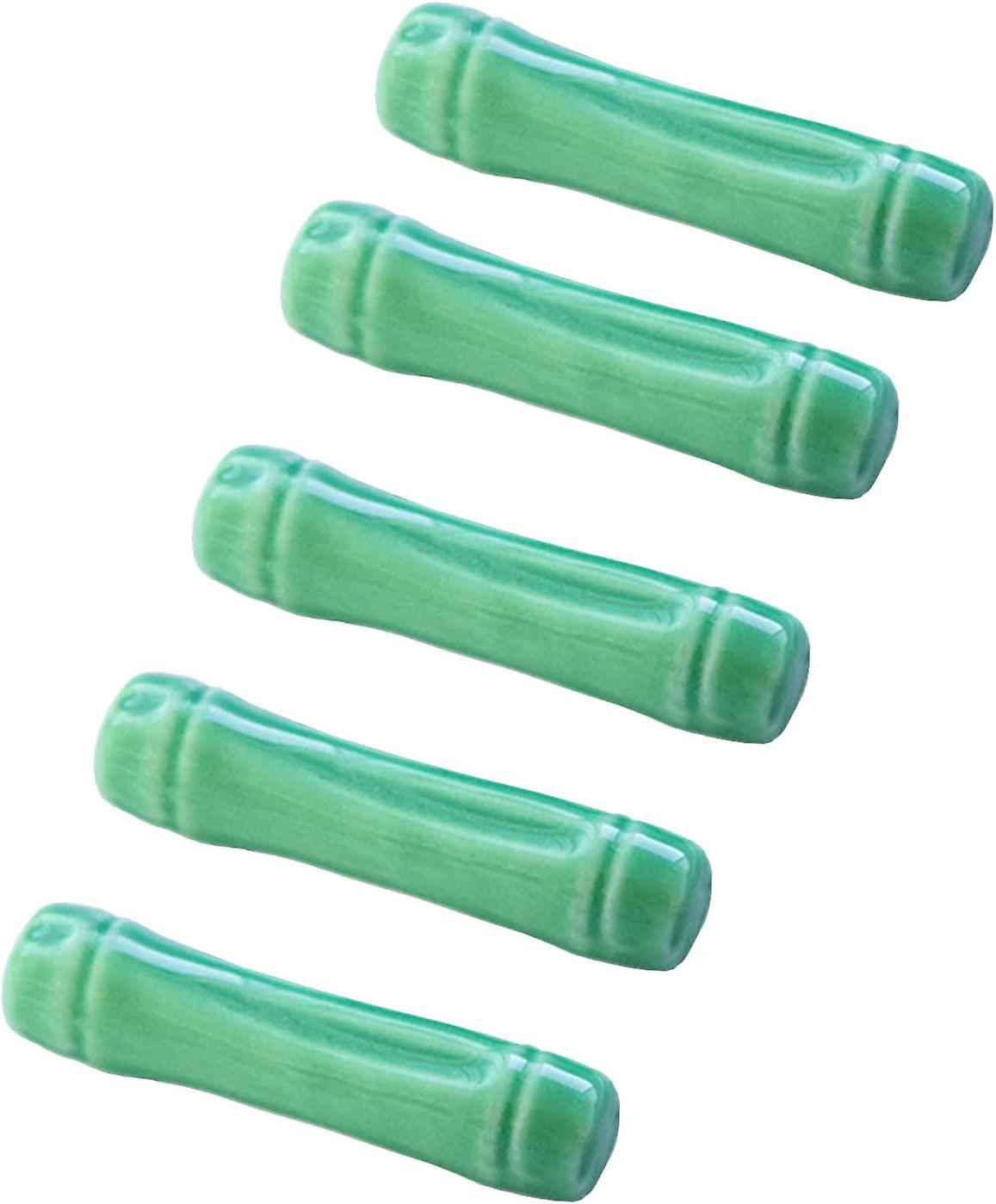 5 Pairs Porcelain Chopsticks Stand Rest，chopstick Holder For Table(green Slubs) Green Slubs -