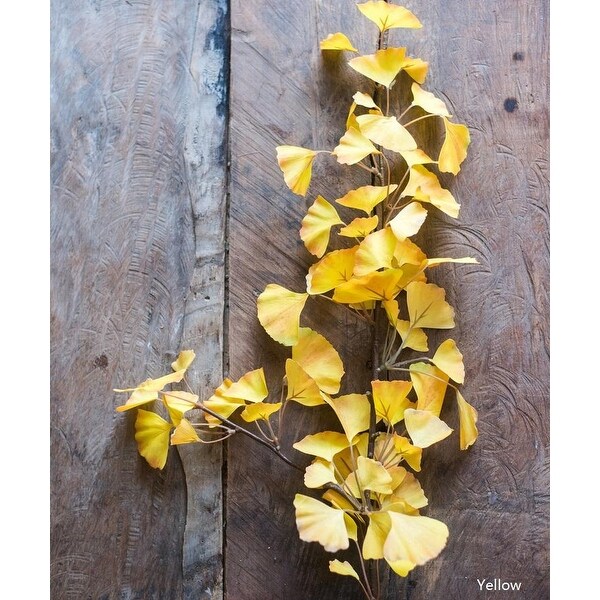 RusticReach Artificial Ginkgo Leaf Stem in Yellow 37 Tall