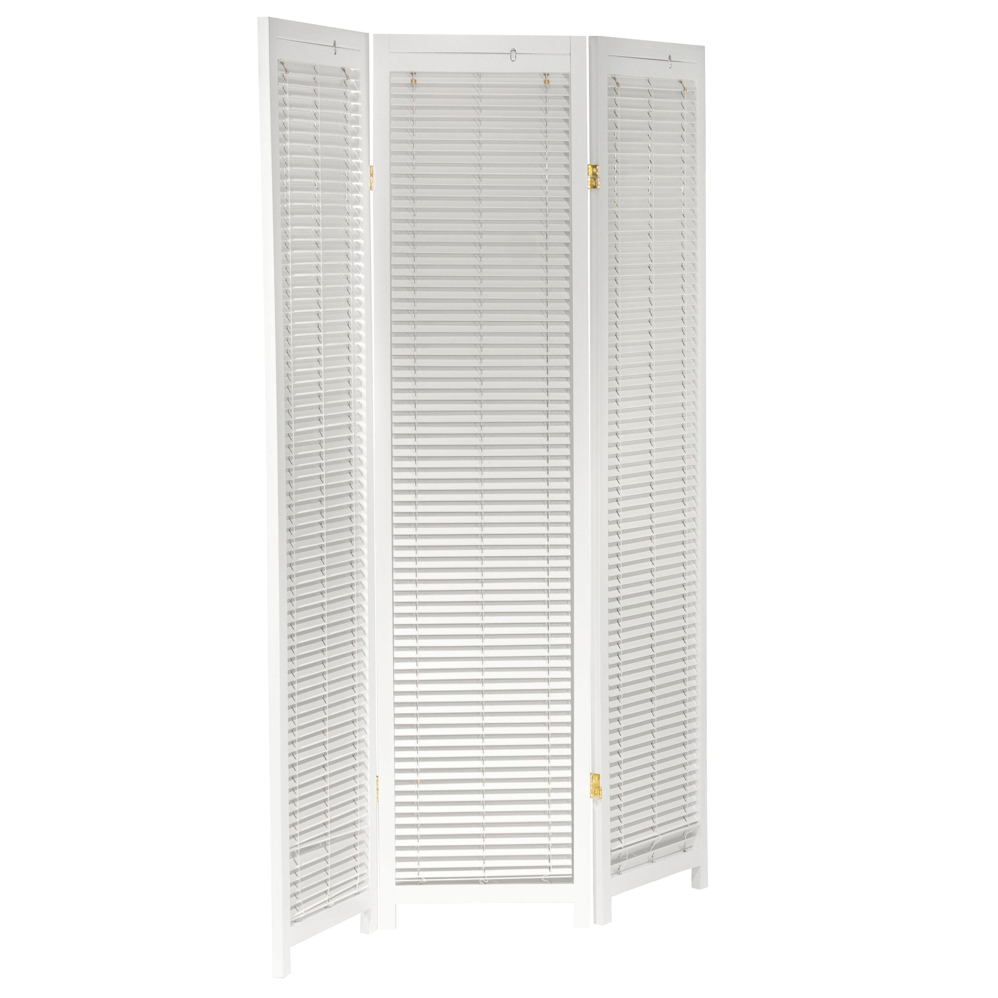 Oriental Furniture 6 ft. Tall Adjustable Shutter Room Divider White - 3 Panel