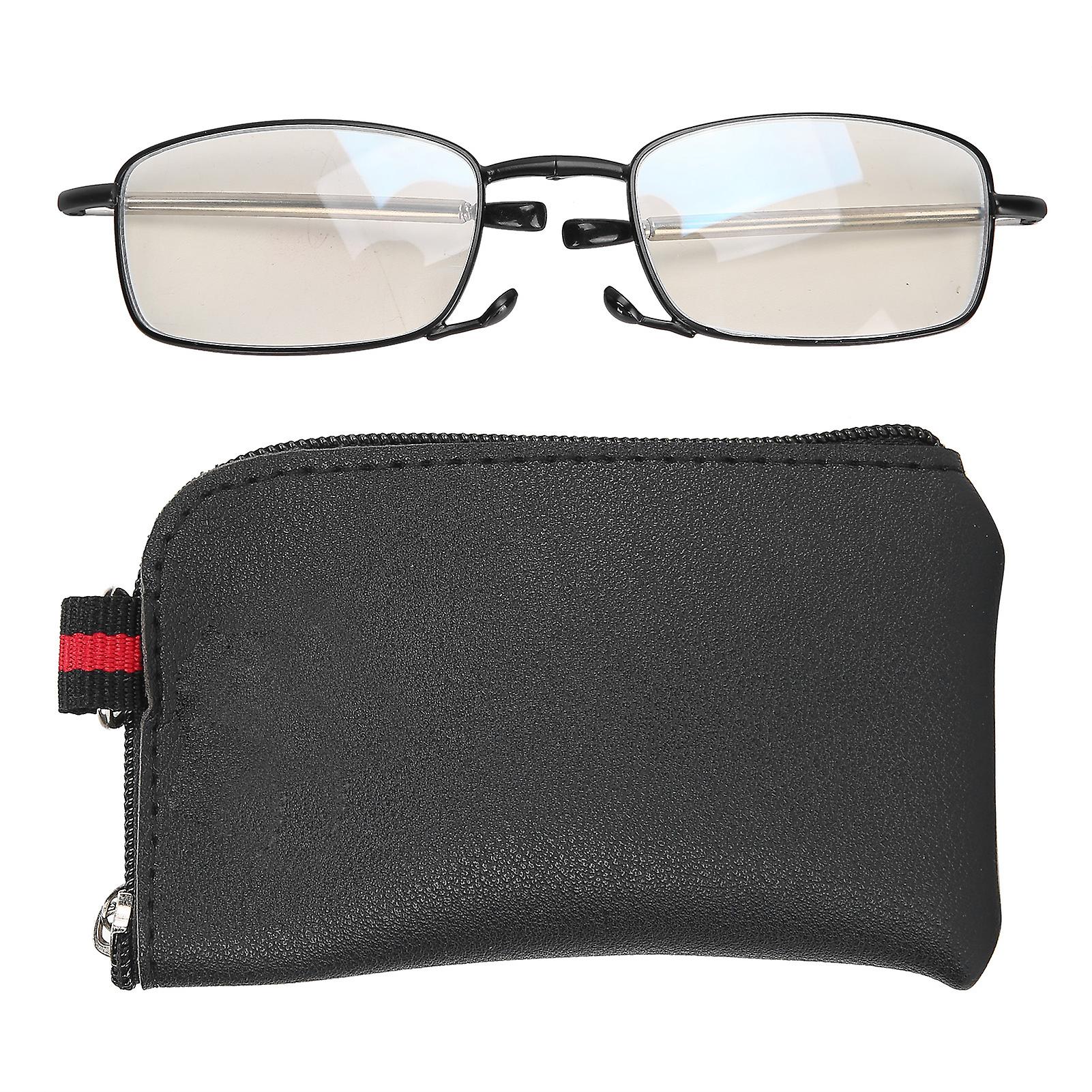 Multifocal Blue Light Blocking Reading Glasses Folding Portable Presbyopic Glasses(+250 Black)