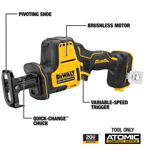 DW ATOMIC 20V MAX Lithium-Ion Cordless Brushless 4 Tool Combo Kit and 20V MAX XR Cordless Brushless Jigsaw DCK489D2WCS334B