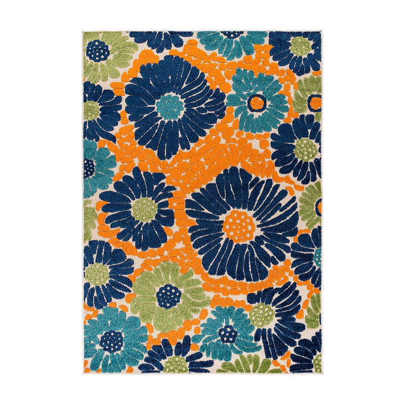 World Rug Gallery Palermo Modern Floral Flowers Indoor Outdoor Rug