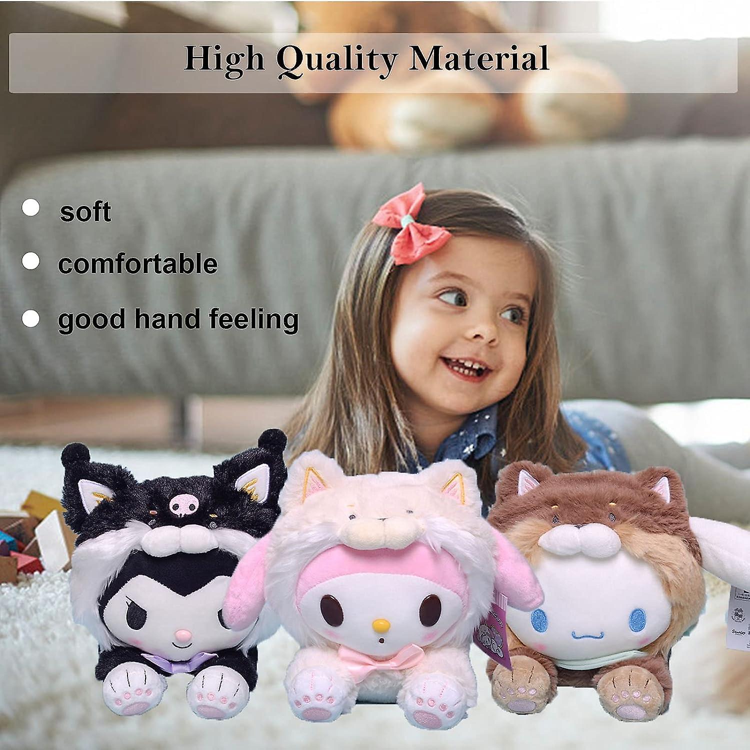 My Melody Cinnamoroll  Plush Toy Cartoon Cute Stuffed Animals Anime Kawaii Cute Plush Soft Plush Doll Girls Doll Toys Gifts For Kids Fans (3-in-1 Set)