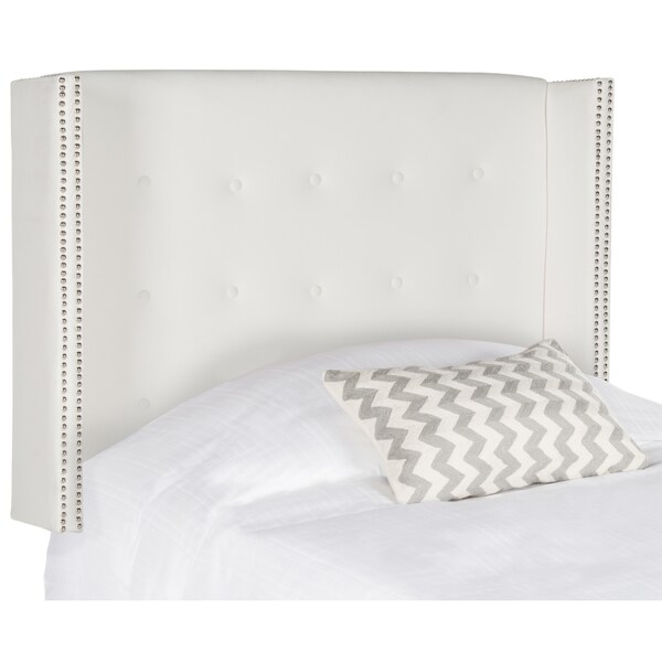 SAFAVIEH Keegan White Velvet Upholstered Tufted Wingback Headboard (Full) - - 11923906