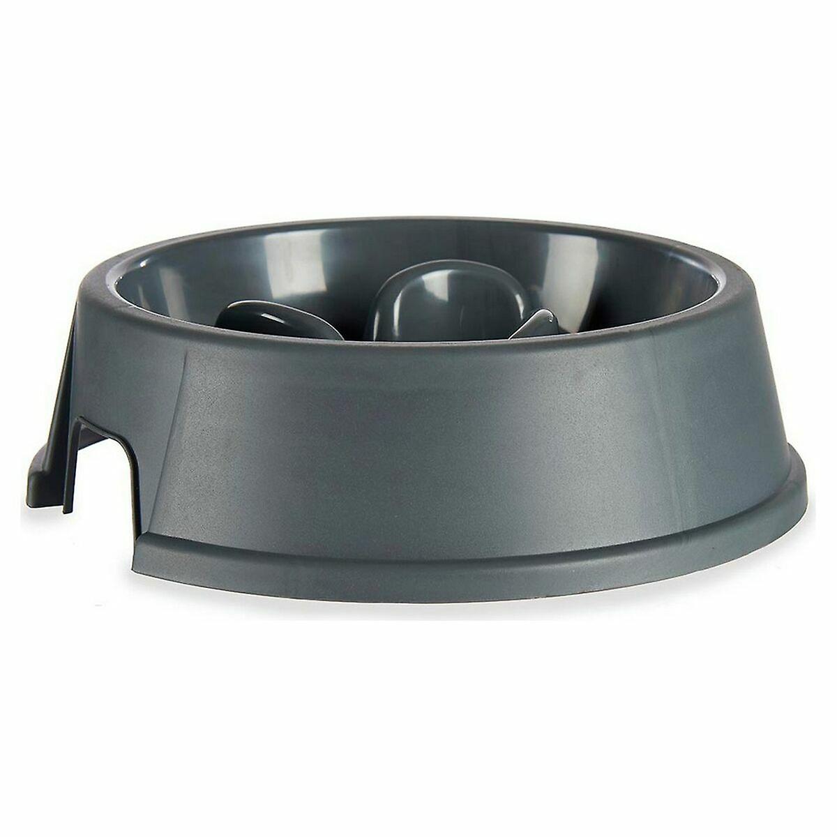 Slow Eating Food Bowl for Pets Anthracite Plastic (27 x 7，5 x 27 cm) (12 Units)