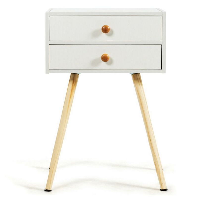 Hivago Mid Century Modern 2 Drawers Nightstand in