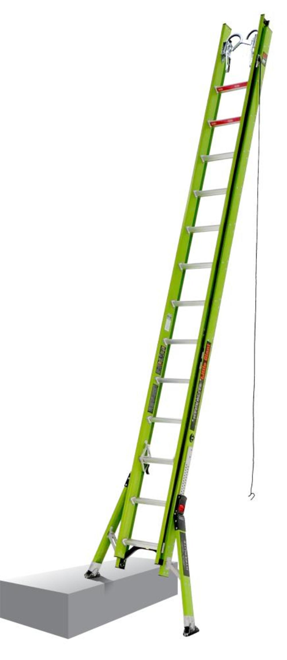 HyperLite SumoStance, 28 Ft. - IAA Fiberglass Extension Ladder w/ CH, V-Rung and Claw