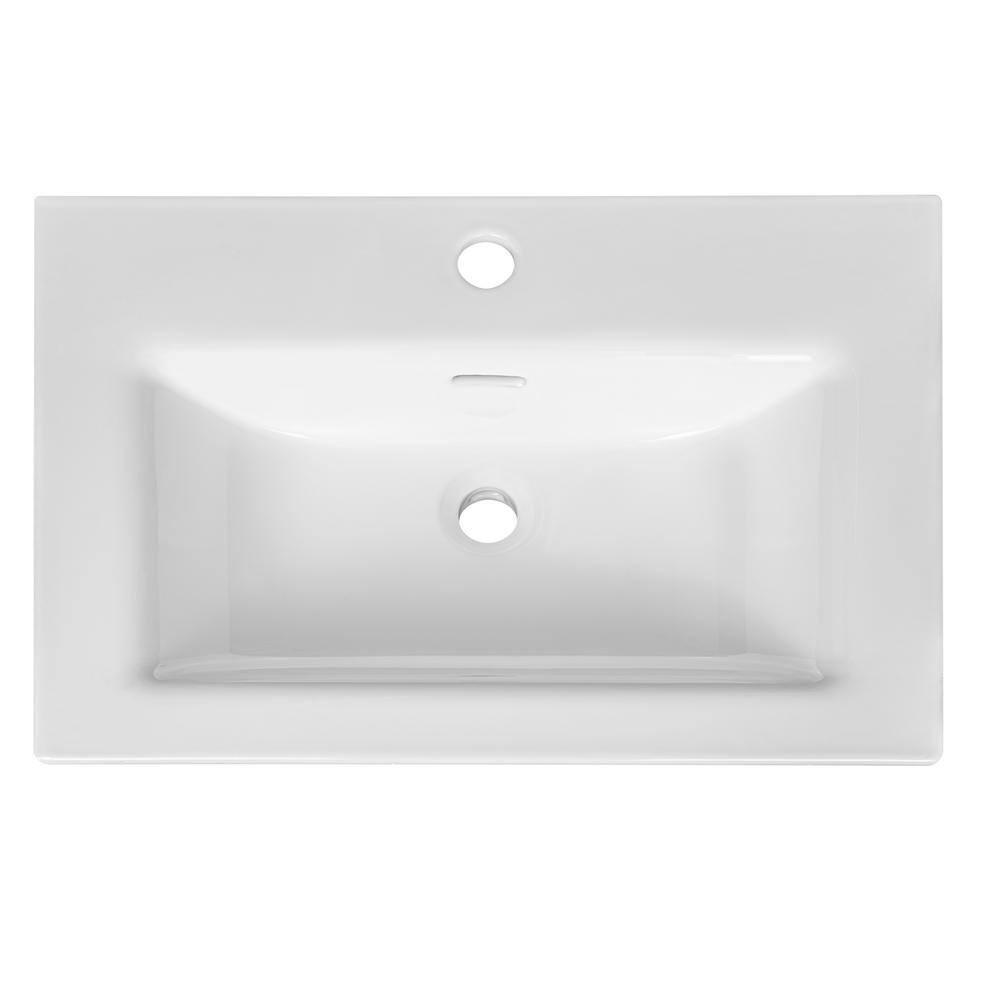 Glacier Bay 24 in. Rectangular Drop-in Bathroom Sink in White 13-0093-W-GB