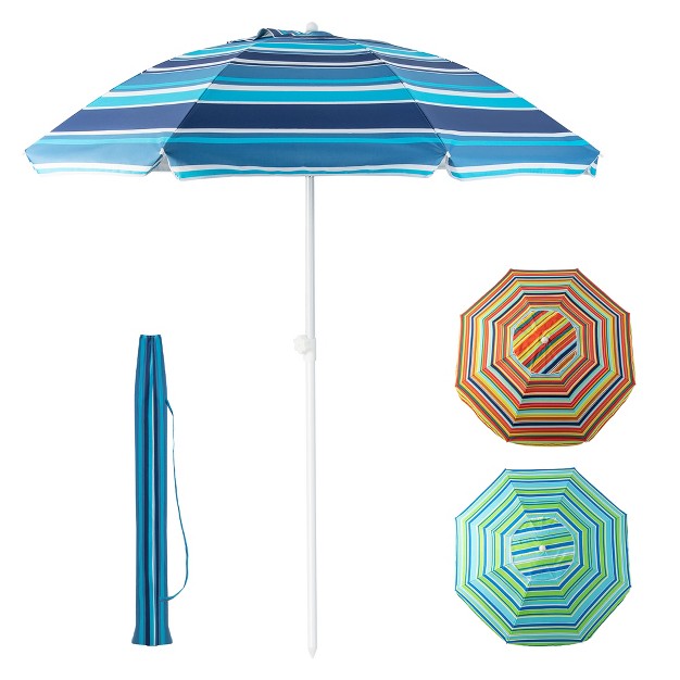 Tangkula 6 5 Ft Patio Portable Beach Adjustable Umbrella W Sandbag