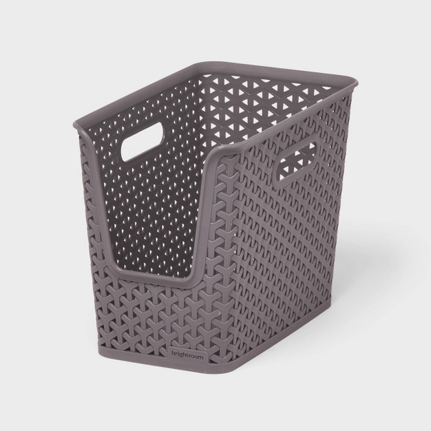 Y weave Narrow Easy Access Decorative Storage Basket Gray