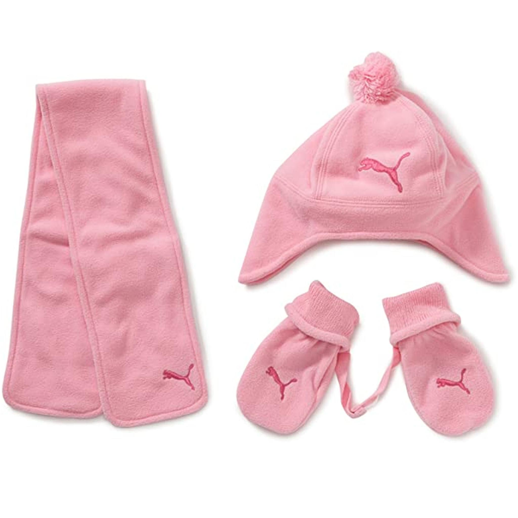 Puma Minicats Light Pink Kids Fleece Scarf Gloves Hats Set 842942 Light/Pink