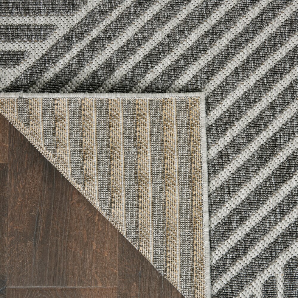 Nourison Palamos Textured Geometric Stripes Indoor/ Outdoor Area Rug