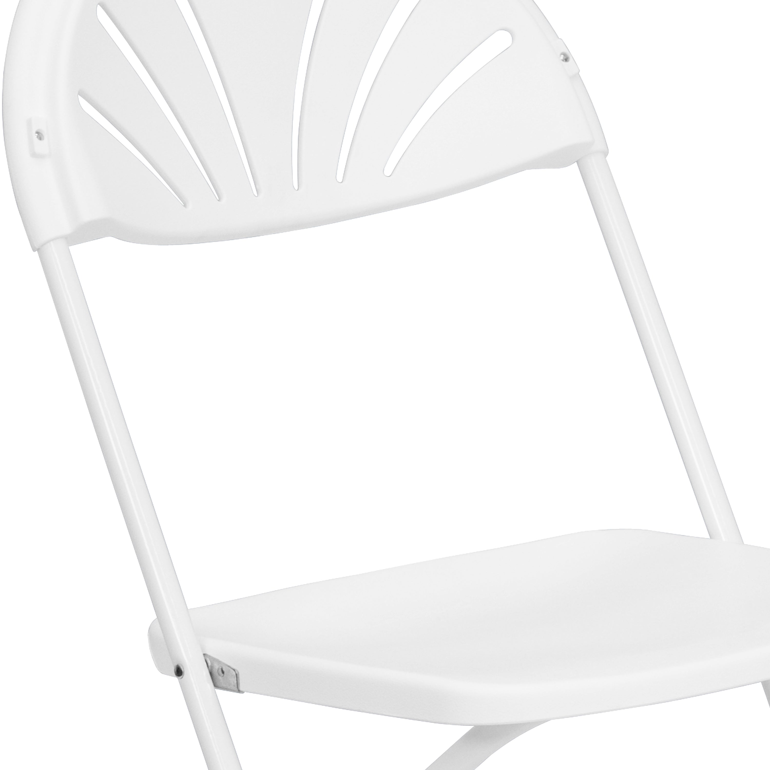 BizChair 8 Pack 650 lb. Capacity White Plastic Fan Back Folding Chair