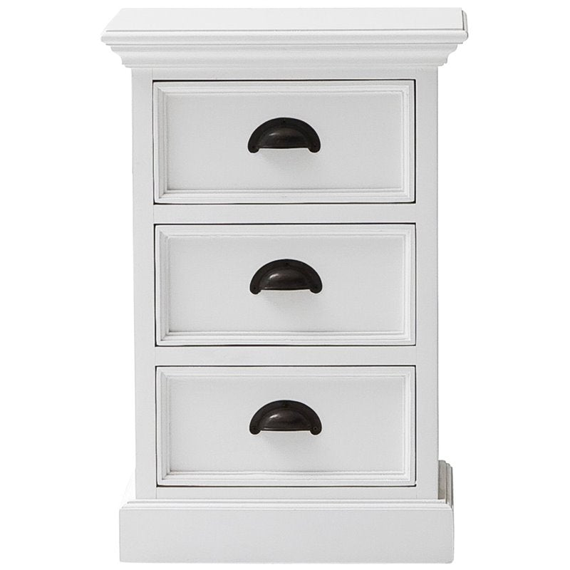 Beaumont Lane Modern Solid Mahogany Wood 3 Drawer Nightstand/ Bedside in Pure White, Assembled