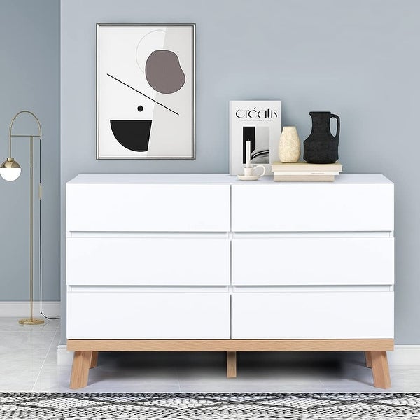 6 Drawer Double Dresser White Dresser for Bedroom Chest of Drawers Large Storage Cabinet White Dresser ) - as picture - - 37668564