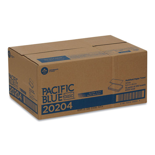 Georgia Pacific Pacific Blue Basic Multifold Paper Towels | White， 20204， 250 Towels