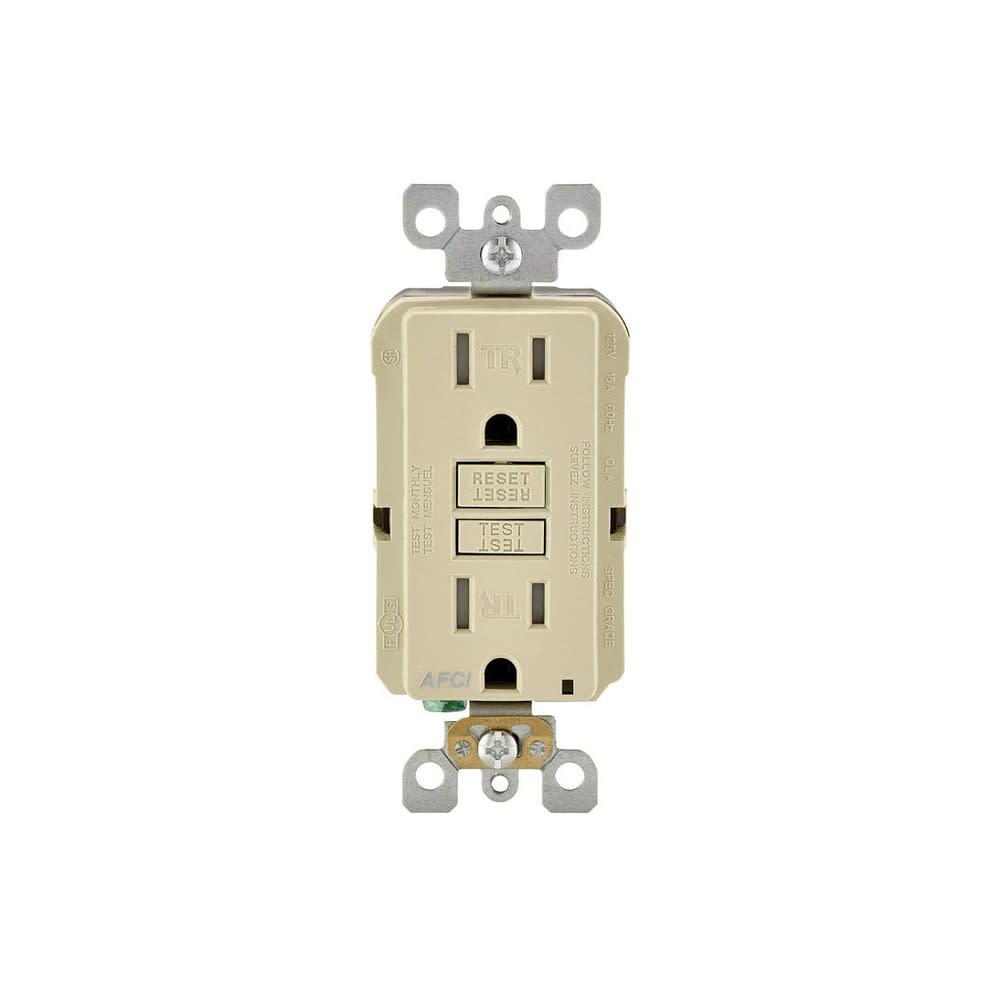 Leviton SmartlockPro AFCI Outlet 15A 120V Ivory NEMA 5-15R