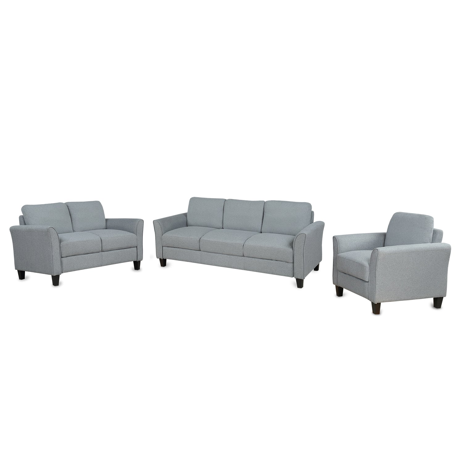 3 Pieces Sofa Set Living Room Set Gray