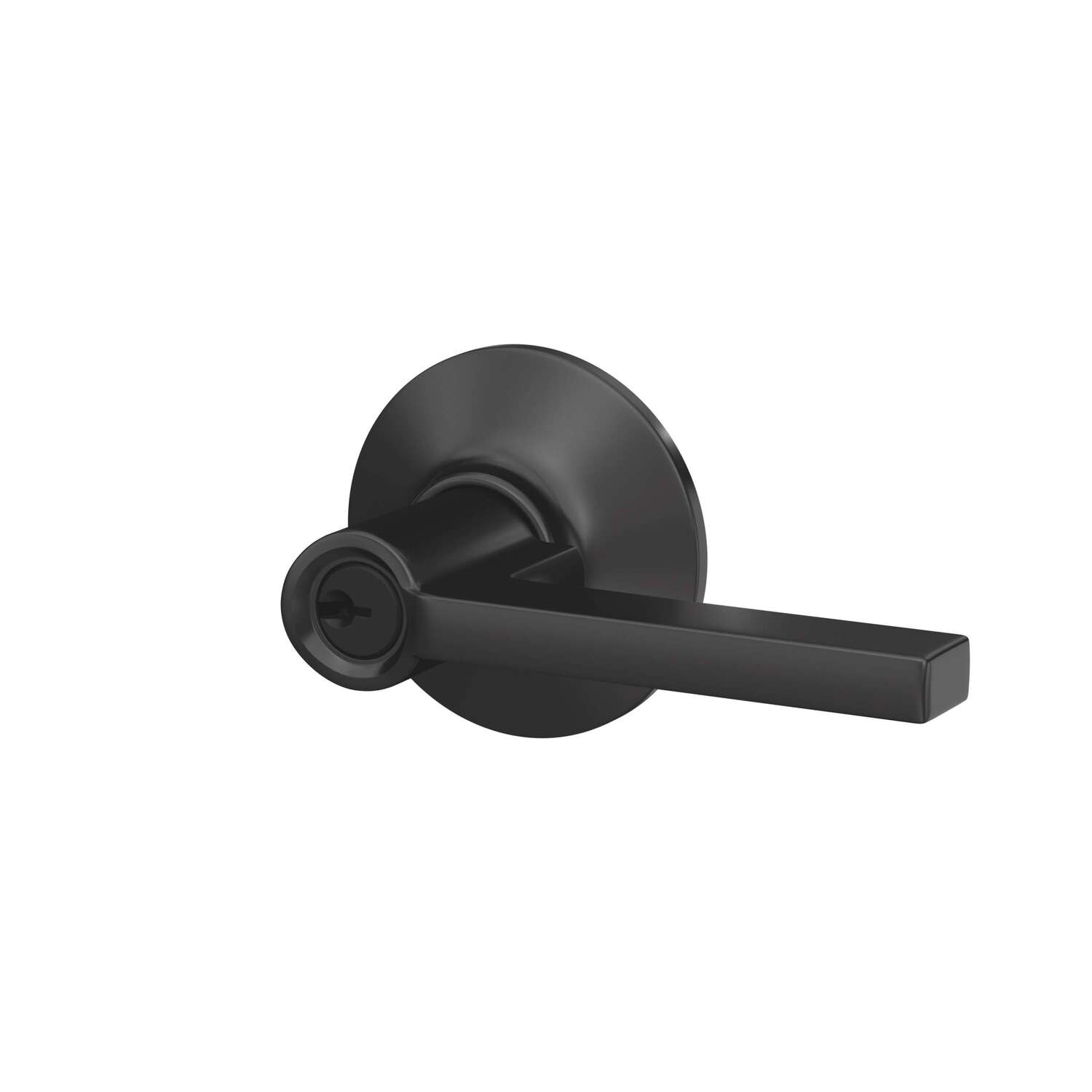 Schlage Latitude Matte Black Entry Lever 1-3/4 in.