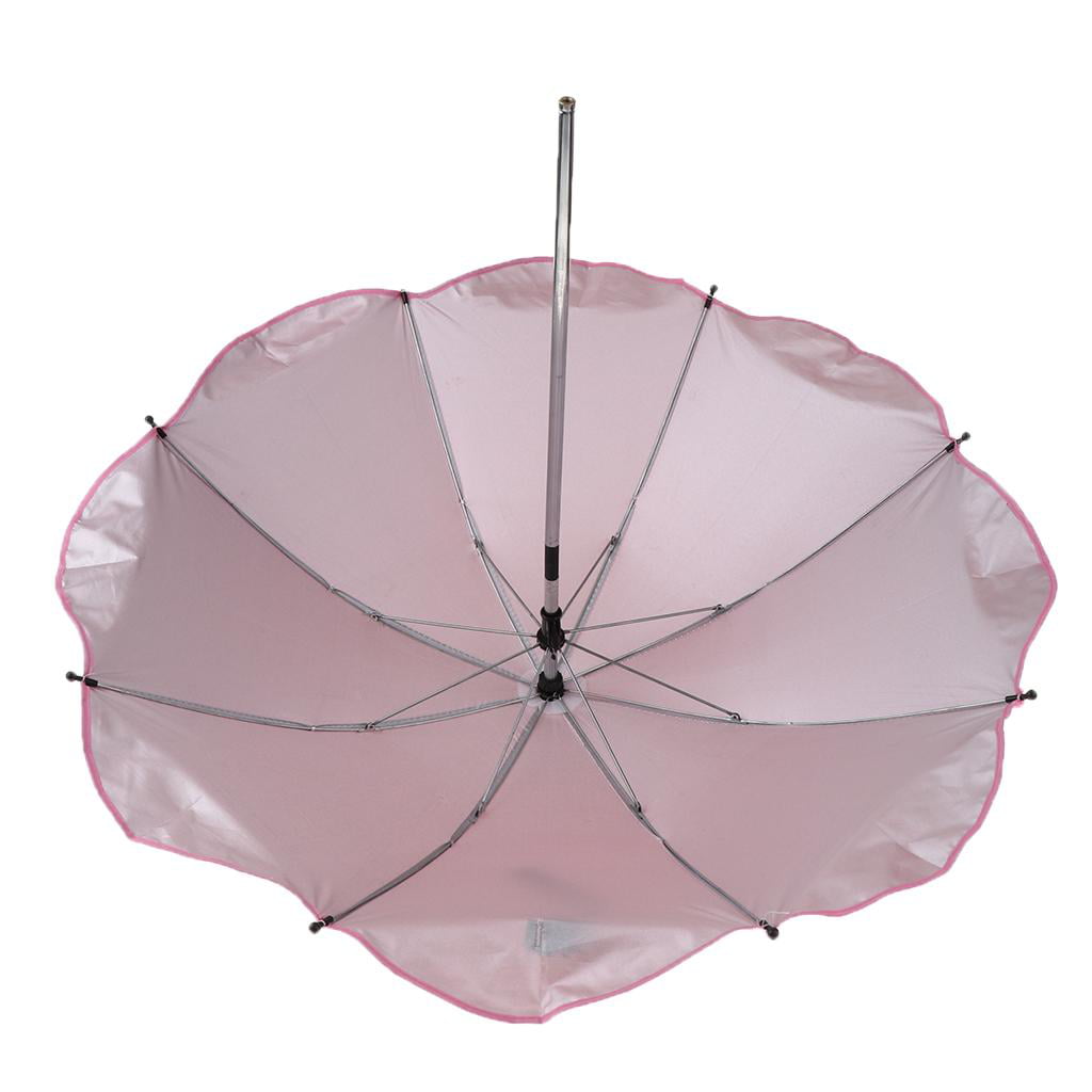 Canopy Umbrella for Beach Camping Hiking， Stroller Shelter， Sun ， Foldable， Rotating， Adjustable， Durable ， Pink， 68x65cm