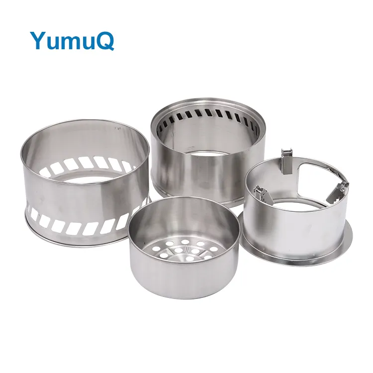 YumuQ 30cm High Quality Double Layer Stainless Steel Portable Foldable Wood Outdoor Camping Burning Stove For Hiking Travel