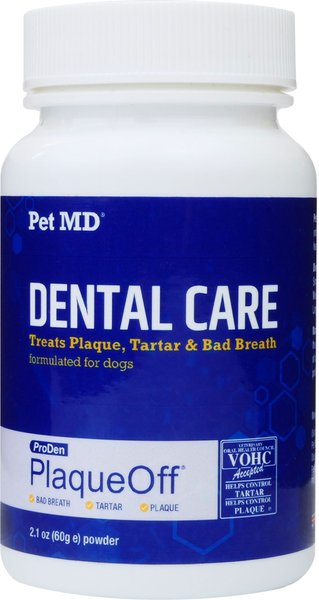 Pet MD Proden PlaqueOff Teeth Cleaning Dental Care Powder Dog Dental Supplement， 60-grams