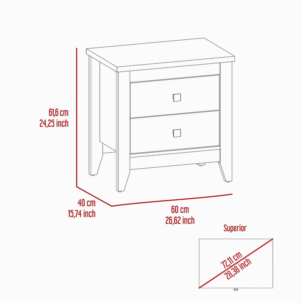 Nightstand with 2 drawer and 2 Shelf